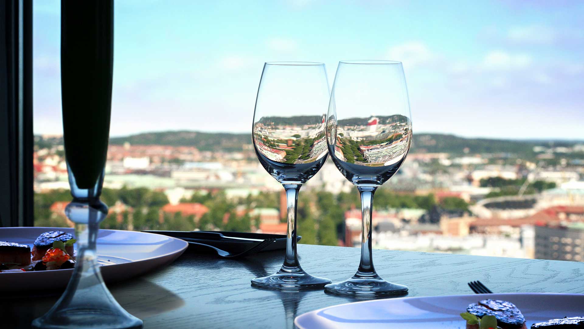 Wine glas infront of view